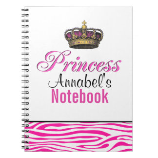 Princess crown in hot pink spiral notebook
