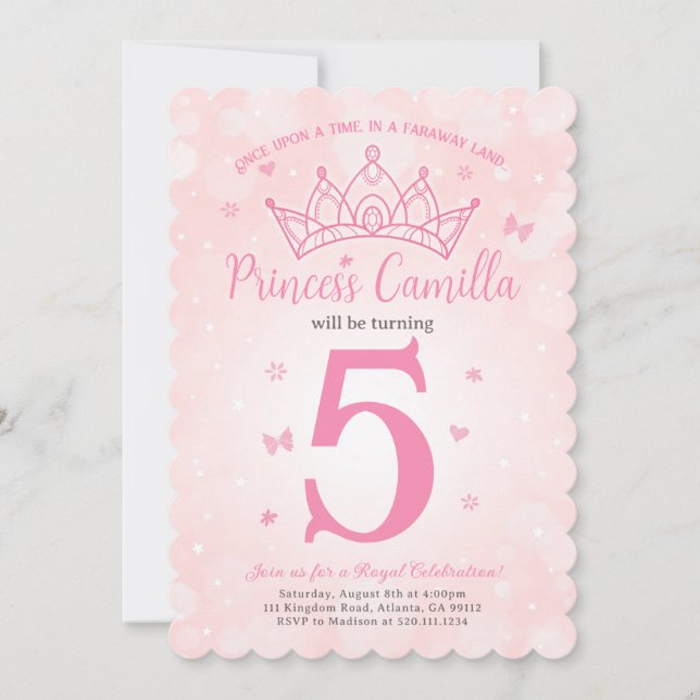 Princess Crown Pink Birthday Party Invitation (Front)
