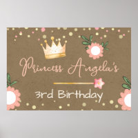 Princess Crown Pink Little Girl Birthday Kraft