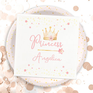 Princess Crown Pink Little Girl Birthday  Napkin
