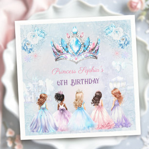 Princess Crown Pink Purple Winter Girl Birthday Napkin