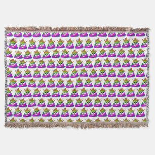 Princess Crown Rainbow Emoji Poop Throw Blanket
