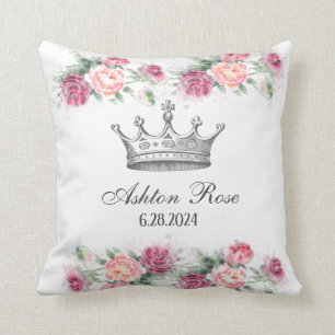 Princess Crown Roses Personalised Baby Pillow