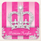 Princess Crown Sweet 16 Quinceanera Stripe Coaster