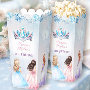 Princess Crown Winter Floral Birthday Popcorn Favour Box
