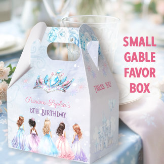 Princess Crown Winter Purple Blue Girl Birthday Favour Box