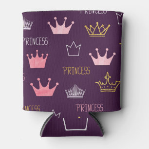 Princess crowns: watercolor glitter pattern. can cooler
