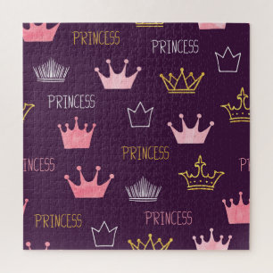 Princess crowns: watercolor glitter pattern. jigsaw puzzle