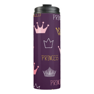 Princess crowns: watercolor glitter pattern. thermal tumbler