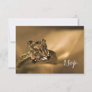 Princess Cut Diamond Engagement Ring Wedding RSVP Card
