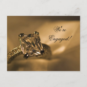Princess Cut Diamond Ring Engagement Announcement Postcard