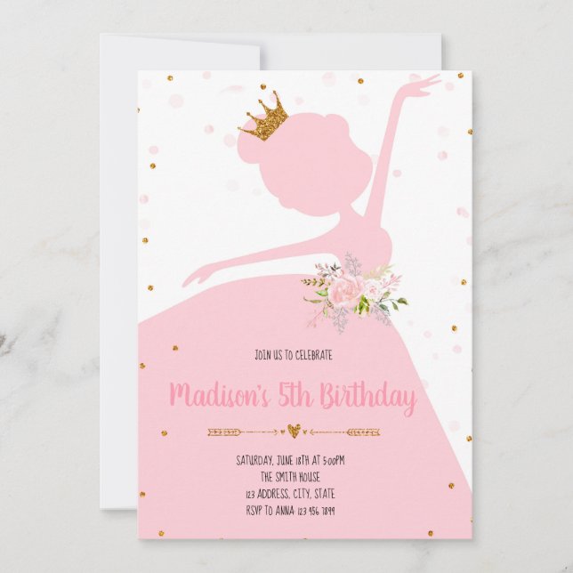 Princess dance party invitation (Front)