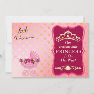 Princess Diamond Gold Tiara Pink Baby Shower Invitation