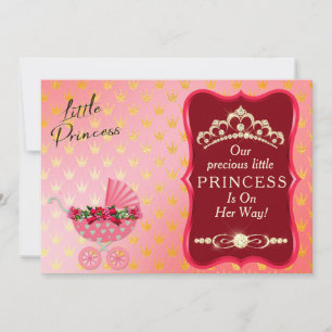 Princess Diamond Gold Tiara Red Baby Shower Invitation