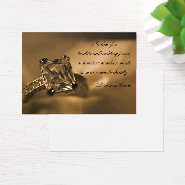 Princess Diamond Ring Wedding Charity Favour Card (Desk)