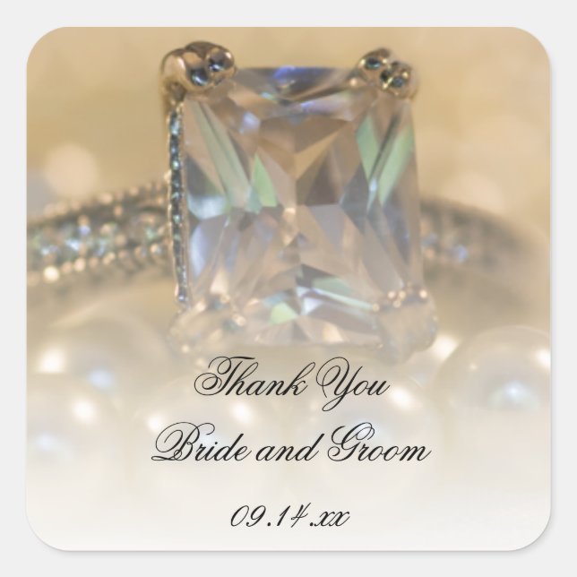 Princess Diamond Ring Wedding Thank You Favour Tag (Front)