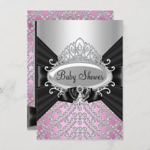 Princess Diamond Tiara & Bow Baby Shower Invite