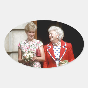 Princess Diana-Barbara Bush Oval Sticker