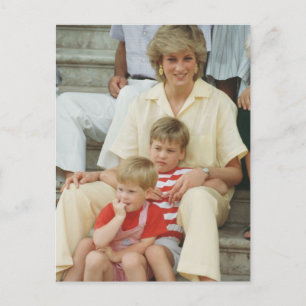 Princess Diana with William & Harry 1987 Postcard