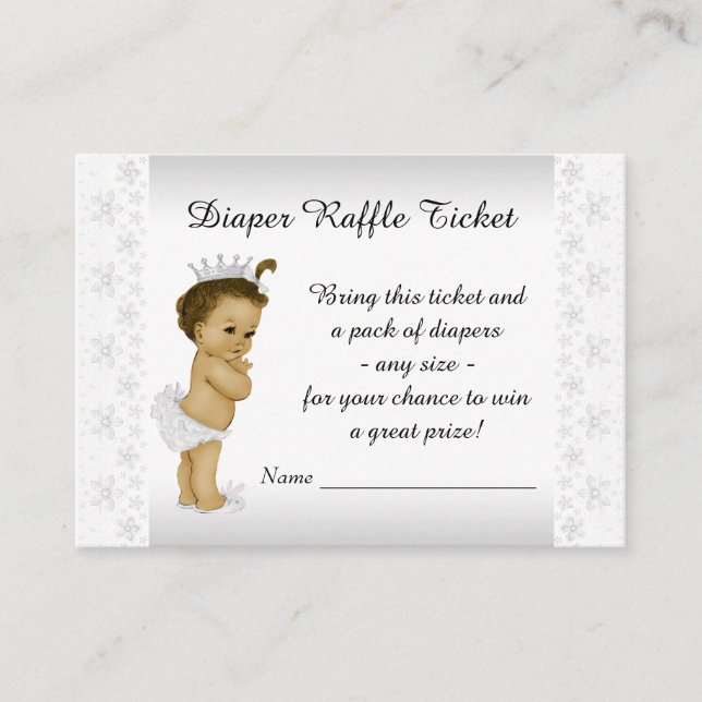 Princess Diaper Raffle Ticket Enclosure Card (Front)