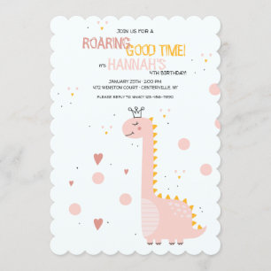 Princess Dinosaur Birthday Party Invitation