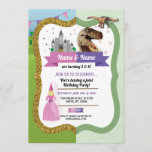 Princess & Dinosaur Boy Girl Birthday Dino Castle Invitation<br><div class="desc">Princess & Dinosaur shared party invitation. Perfect for 2 children with 2 interests!
Fun invite for any age! Back print included</div>