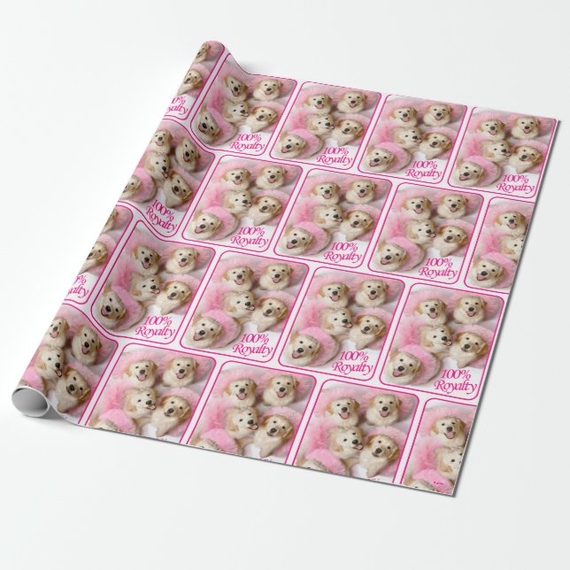 Princess Dogs in Tiaras Wrapping Paper (Unrolled)