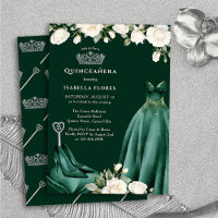 Princess Dress and Roses Green Quinceanera