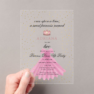 Princess Dress Fairytale Once Upon A Time Birthday Acrylic Invitations