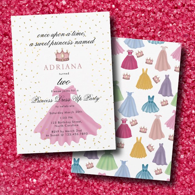 Princess Dress Fairytale Once Upon A Time Birthday Invitation (Princess Dress Fairytale Once Upon A Time Birthday Invitation)