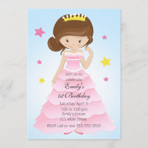 Princess Dress Girl Birthday Party Invitation