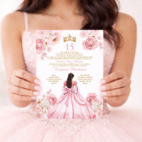 Princess Dress Gold Crown Floral XV Birthday