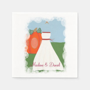 Princess Dress Pumpkin Carriage Halloween Wedding Napkin