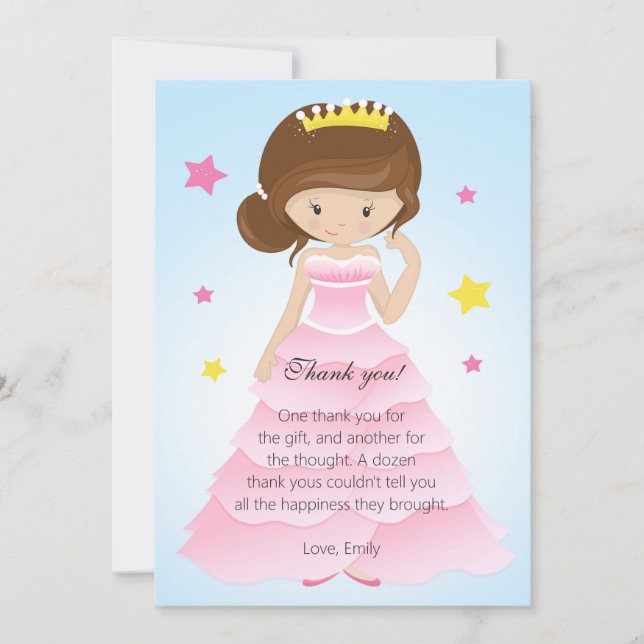 Princess Dress Thank You Card (Front)