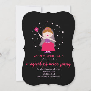 PRINCESS DRESS UP Brunette HOUSE Birthday Party Invitation