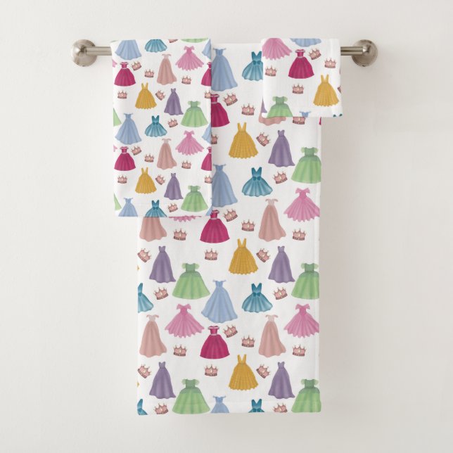 Princess Dresses Fairytale Girl Bathroom Decor Bath Towel Set (Insitu)