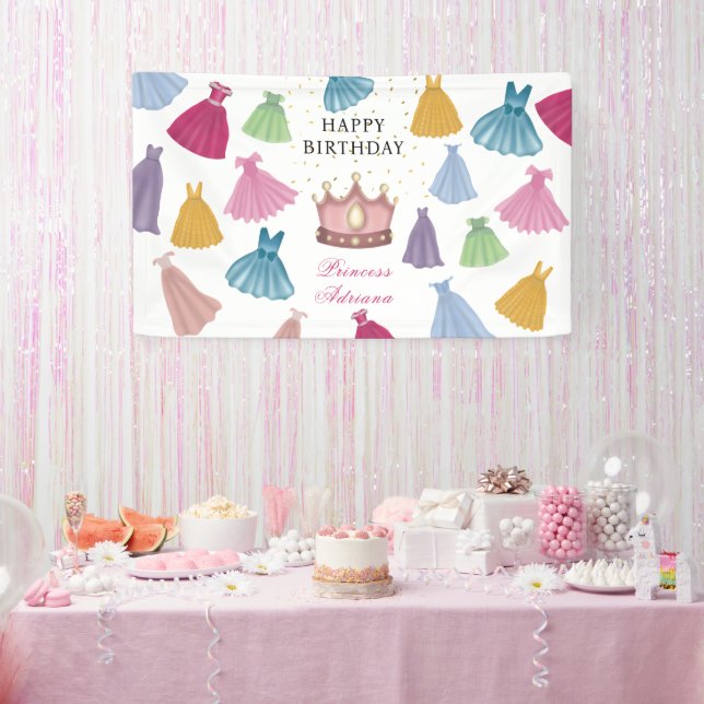 Princess Dresses Fairytale Little Girl Birthday Banner (Party)