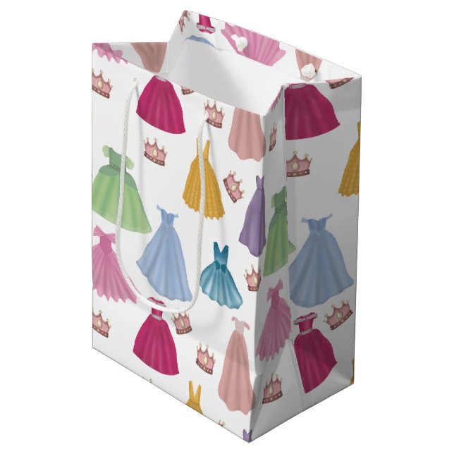 Princess Dresses Fairytale Little Girl Pattern Medium Gift Bag (Front Angled)
