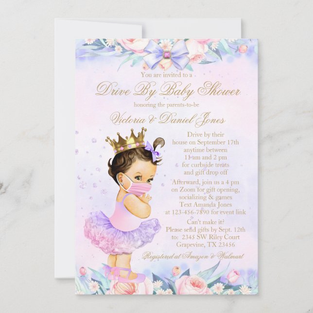 Princess Drive By Baby Shower Invitation (Front)