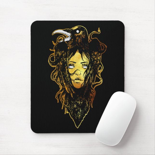 Princess Embraced by a Crow Mouse Pad (With Mouse)