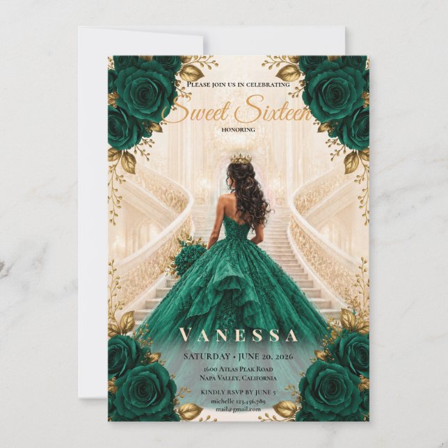 Princess Emerald sweet 16 Invitation (Front)