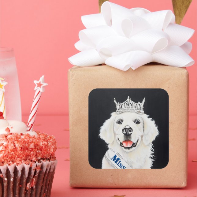 Princess English Retriever Square Sticker (Party)