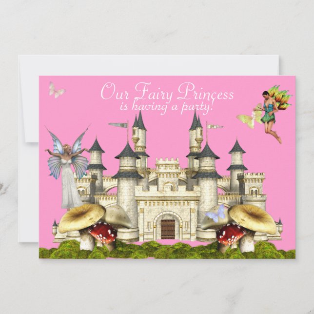 princess fairy castle invitation pink (Front)