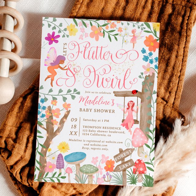 Princess fairy mushrooms flowers chic baby shower invitation (Princess fairy mushrooms flowers chic baby shower invitation)