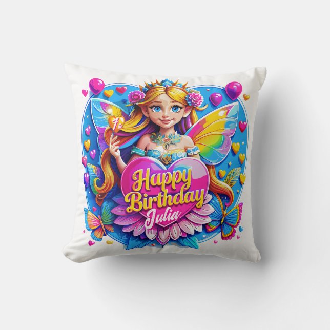Princess Fairy with Sparkling Wand Illustration Cushion (Front)