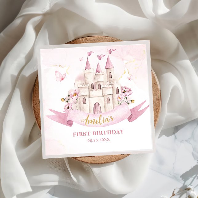 Princess Fairytale Castle Birthday Paper Napkin (Creator Uploaded)