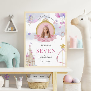 Princess Fairytale Girl's Photo Birthday Welcome Poster