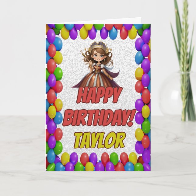 Princess Fairytale Royal Pretty Greeting Birthday Card (Front)