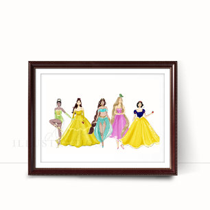 princess, fashion sketch, poster