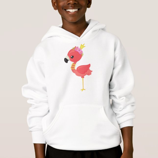 Princess Flamingo, Crown, Cute Flamingo, Flowers (Front)